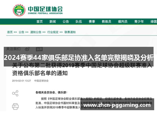 2024赛季44家俱乐部足协准入名单完整揭晓及分析